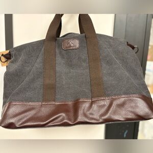 Stylish Gray and Brown twill duffel bag